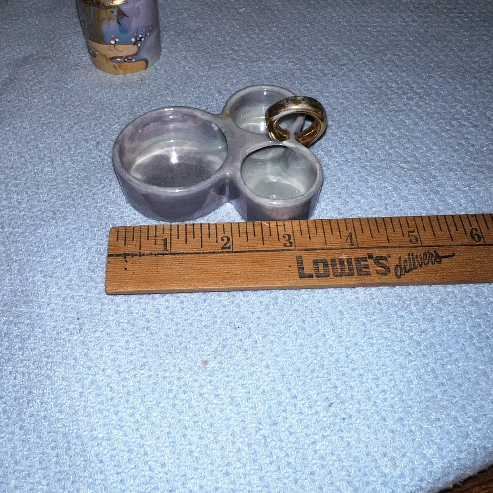 Rare Vintage Condiment Salt Shaker Holder Lusterware Hand Painted Japan - Picture 15 of 16